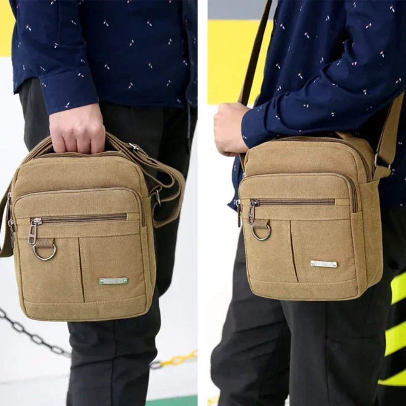 Canvas Shoulder Bag Men\'s New Korean Style Canvas Messenger Bag Outdoor Leisure Travel Portable Shoulder Bag Purse Handbag