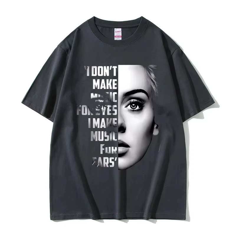 أفضل المغني الشهير Adele الوجه الجرافيك تي شيرت الرجال النساء الملابس موضة الطباعة موسيقى البوب تي شيرت الترفيه تيز المشجعين هدية