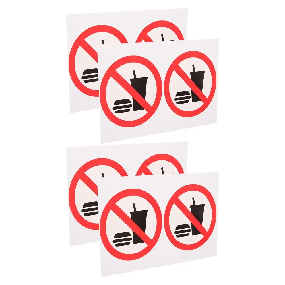 4 Pcs No Food Drinks Sticker Eating Drinking Signs PVC Indoor Warning Labels Door Window