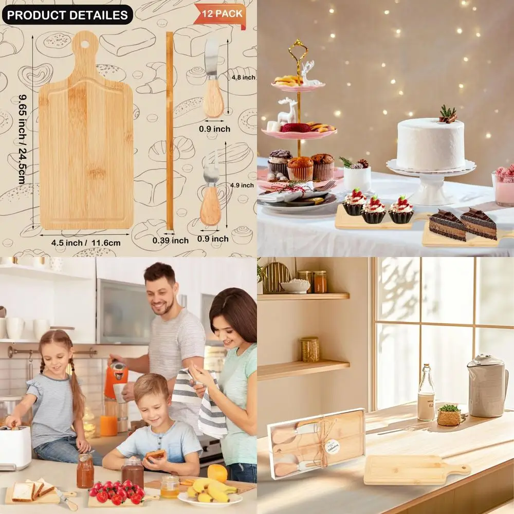 

Bridal Shower & Wedding Favors: 12-Piece Bamboo Charcuterie Boards with Thank You Tags for Guests