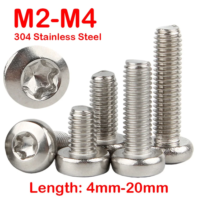 

M2 M2.5 M3 M4 304 Stainless Steel Pan Round Head Plum Blossom Flat Tail Self Tapping Screw Mechanical Plum Blossom Screw