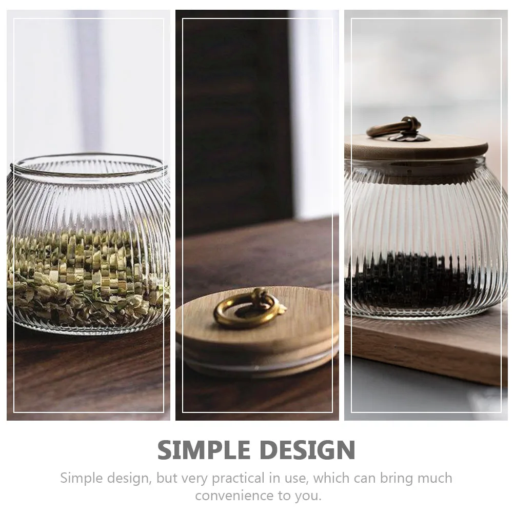 

1pc Sealed Storage Jars Household Bamboo Lid Glass Food Container For Tea Grains Coffee Cereal Holder Dried Food Jar