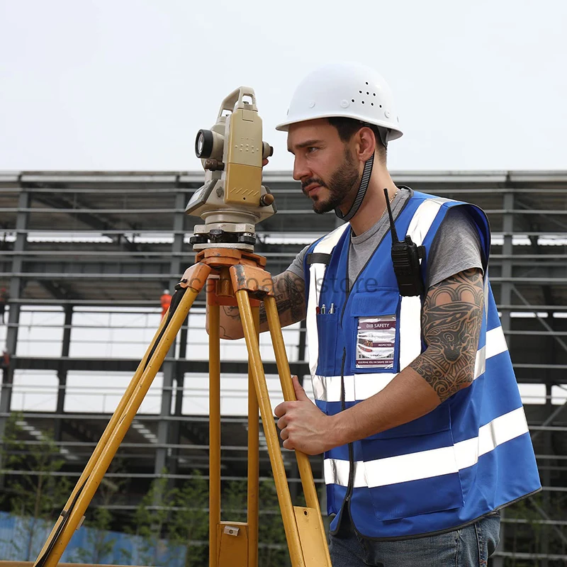 Yansıtıcı güvenlik yelek yüksek görünürlük gece çalışması güvenlik kolsuz sarı yelek inşaat tulum fermuar ve cepler yetişkinler