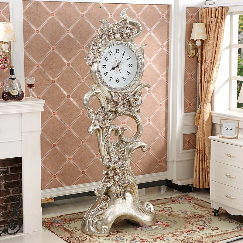 European floor clock American living room silent creative orchid large clock villa ornament