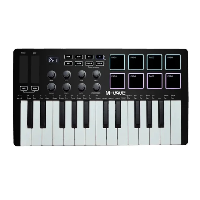 M-VAVE SMK-25 II MIDI Pad Controller Keyboard USB Mini 25 Key,16 M-VAVE SMK-25 II MIDI Pad Controller Keyboard USB Mini 25 Key,16