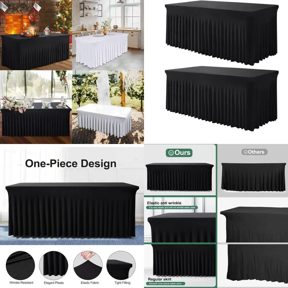 

Набор из 2 черных цельных скатертей с оборками, на резинке, для банкетов, свадеб и вечеринок