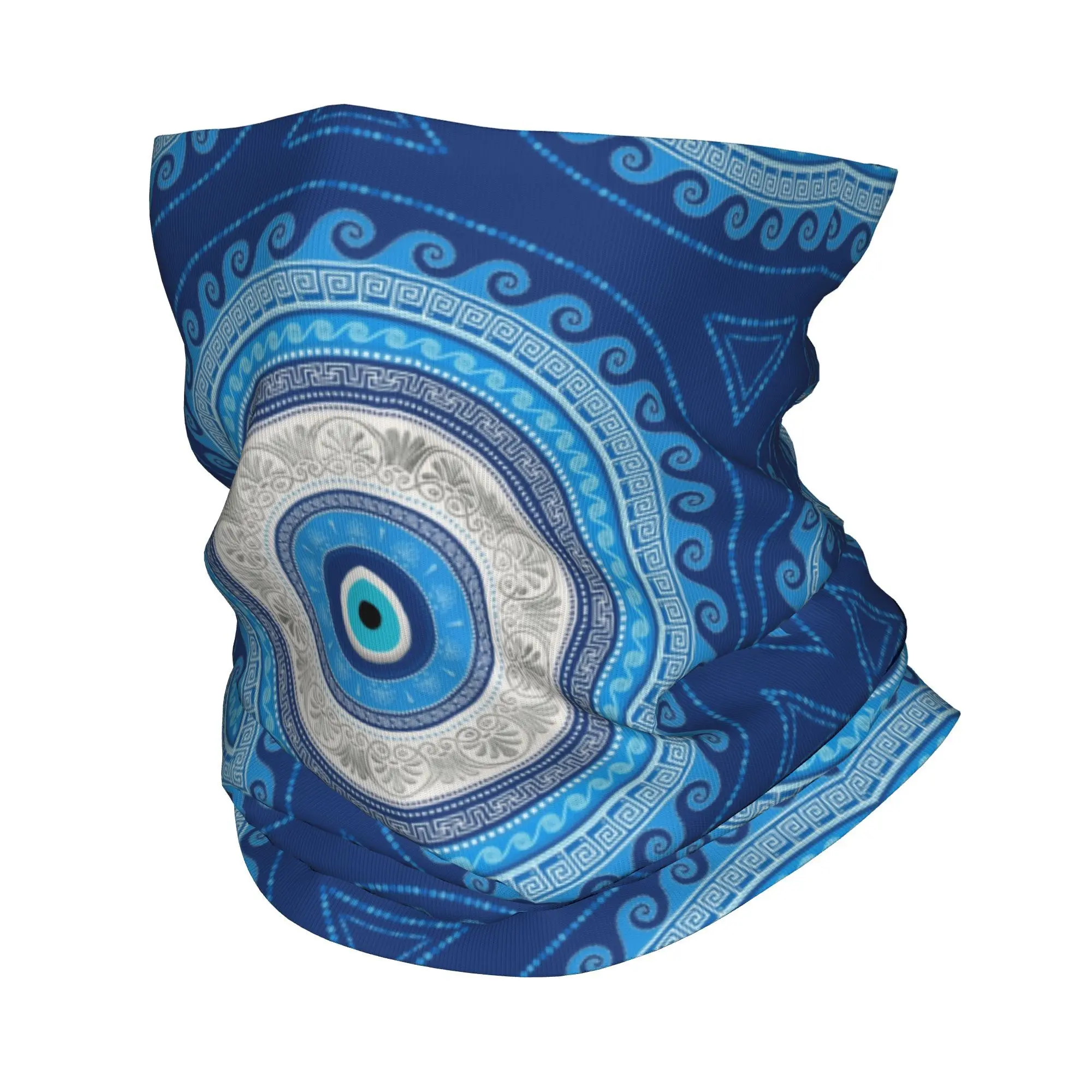 Custom Greek Nazar Evil Eye Ornament Bandana Neck Warmer Men Women Winter Hiking Ski Scarf Gaiter Lucky Charm Amulet Face Cover