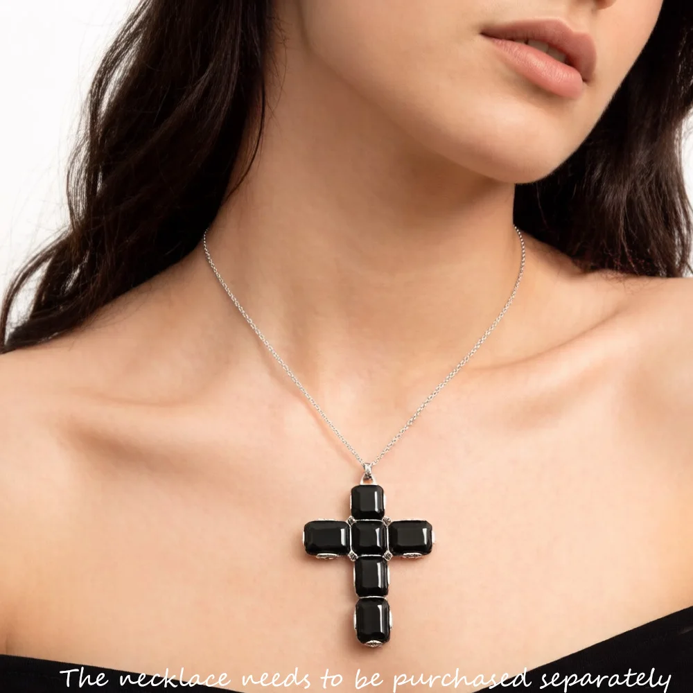 Zeitloser Kreuz-Anhänger mit schwarzem Zirkon, brandneues 925er-Sterlingsilber, Schmuckzubehör, Vitnage-Geschenk für Frauen – Detail 4