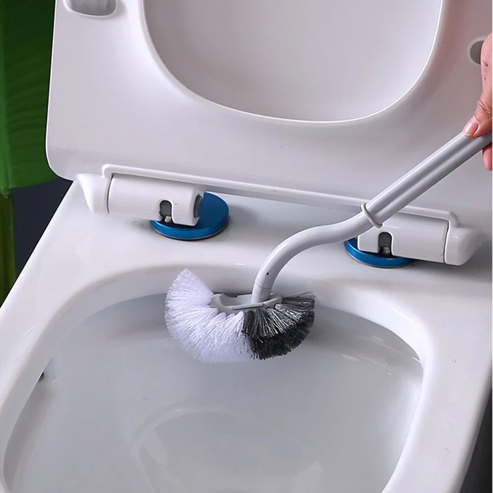 3 قطع من فرشاة المرحاض ذات المقبض الطويل للتعليق على الحائط بتصميم منحني على شكل حرف S أداة تنظيف متينة للحمام المنزلي والفندق مستلزمات المرحاض باللون الرمادي #2