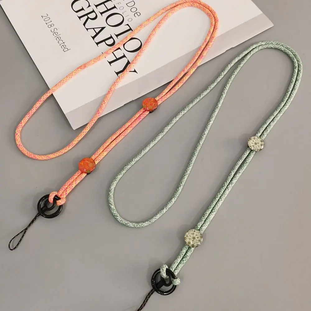 Crystal Stone Mobile Phone Chains Hanging Neck Strap Adjustable Cross-body Phone Hanging Chain Colorful Pattern Anti-lost