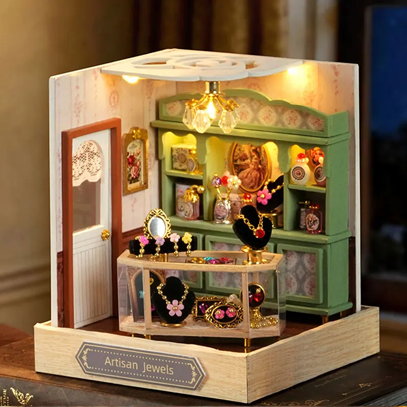 Miniatur-Puppenhaus-Spielzeugset, 3D-Puzzle, zum Selberbauen, handgefertigtes Modell, Zimmer, Schlafzimmer, Heimdekoration, Puppenhäuser, Spielzeug für Geburtstagsgeschenke. – Detail 4