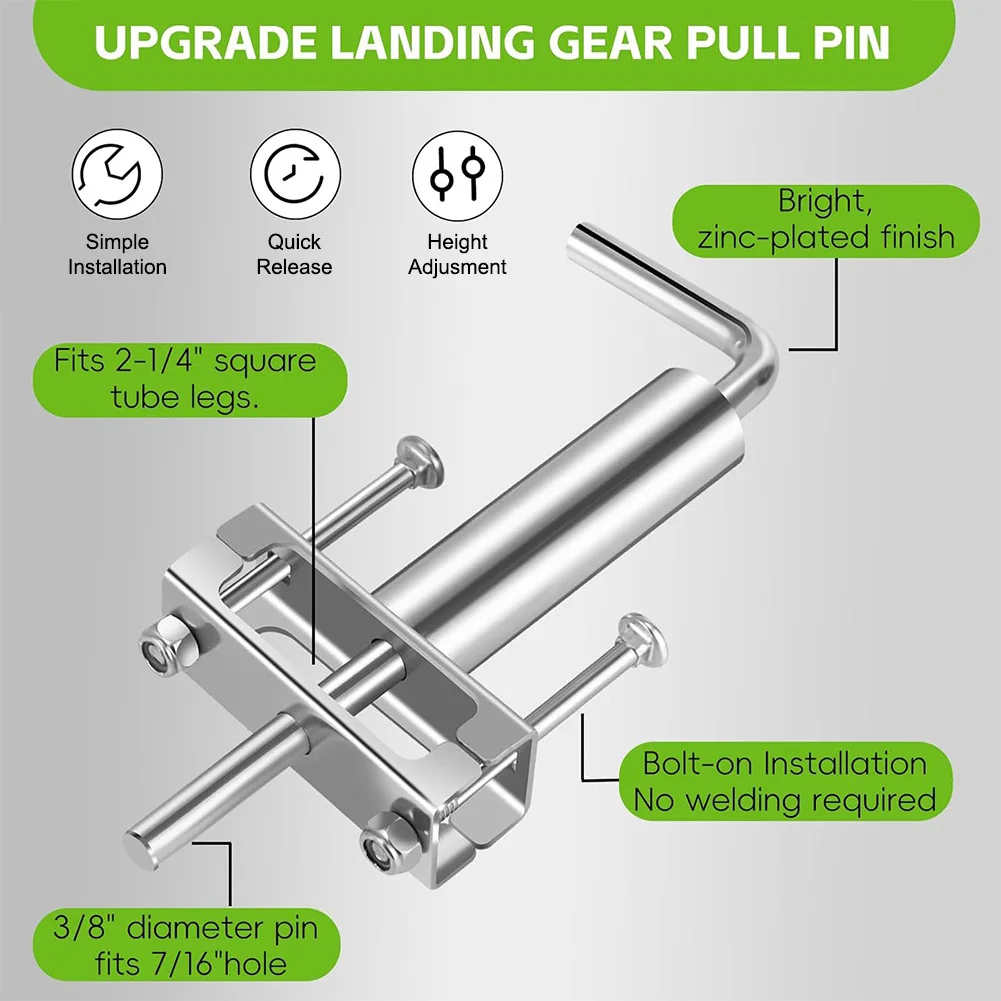 Heavy Duty Quick Release Pull Pins for RV Fifth Wheel Trailer Landing Gear Zinc Plated Steel Easy Installation Kit