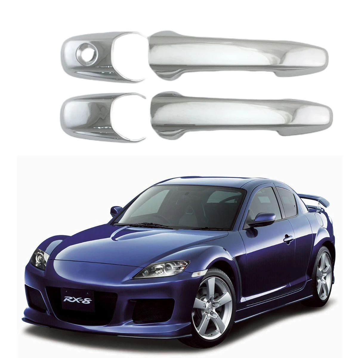 

Chrome Modified Car Accessories Plated Door Handle Cover Trim Paste Style For Mazda RX-8 RX8 R3 2004 2005 2006 2007 2008 2011