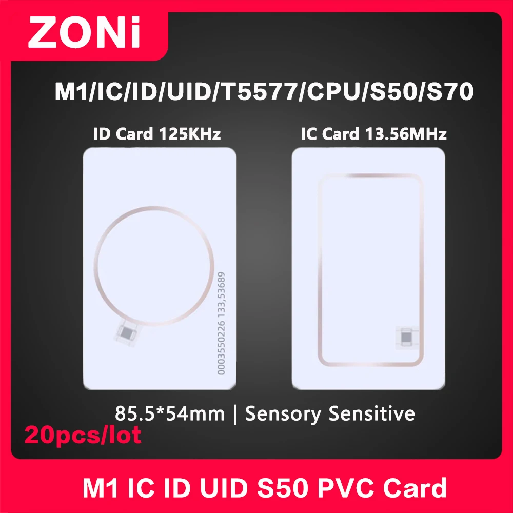 M1 IC S50 S70 ID UID GEN1 PVC Card ISO14443A 13.56MHz CPU 5200 ID Card IC-CUID Chinese Magic Card HF electronic Smart Tags 20PCS