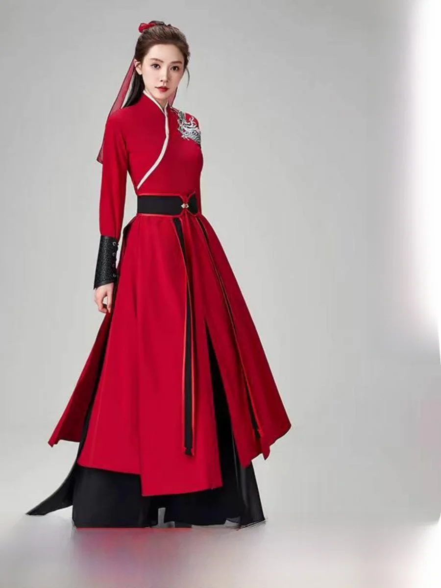 

New Women's Martial Arts Drum Performance Costume Classic Mulan Outfit Dance Show Snow Dragon Sighs Traditional Chinese Opera