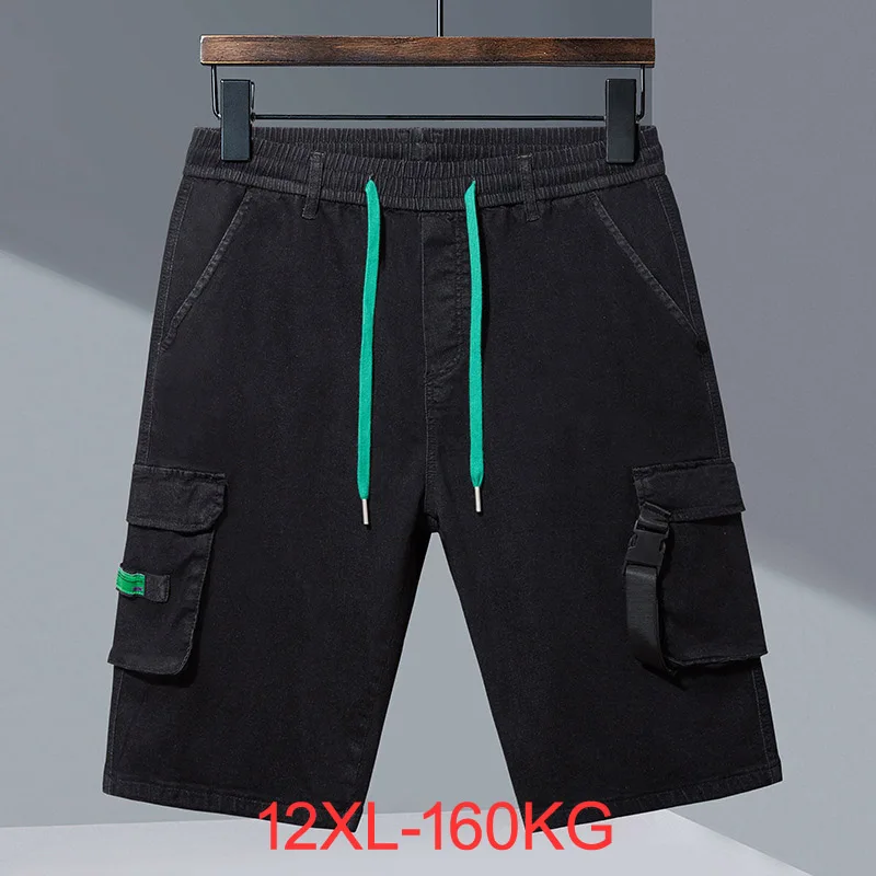 

Summer new plus size 12XL men's denim shorts Black retro loose big guy men 10xl 11xl mens casual shorts 160KG