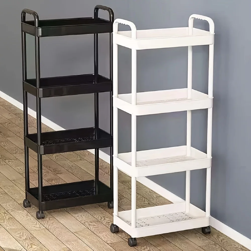 2025 Multifunctional Three-Layer Practical Rolling Cart with Reinforced Handle for Kitchen Bathroom Craft Room Nursery