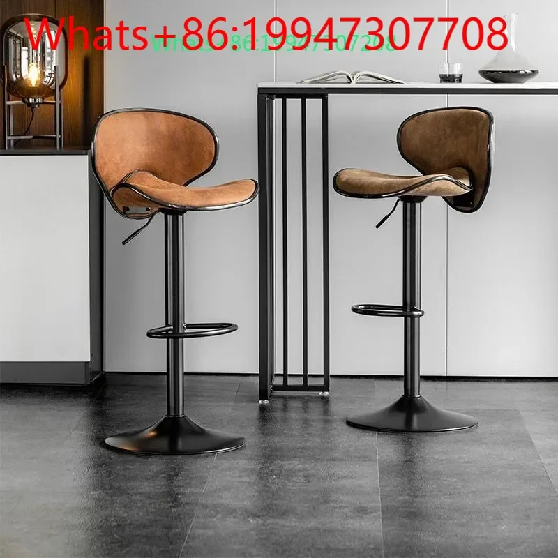 Retro light luxury lift bar chair curved backrest ergonomic design home bar front desk chair