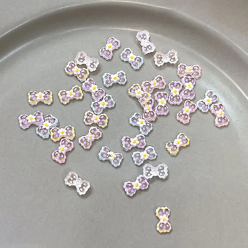 Akcesoria do zdobienia paznokci w kropki z kokardką, cyrkoniami, iluzoryczna żywiczna wstążka, nieśmiertelna francuska baletnica, akrylowa ozdoba, zawieszka.