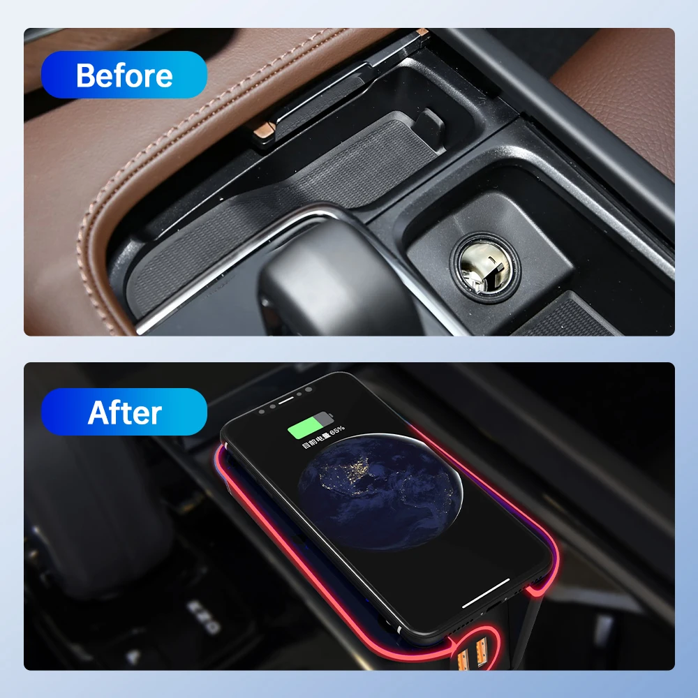 Car Wireless Charger Pd Jack Qc 3.0 Adapter Phone Holder For Volvo XC90 XC60 C60 S60 2018 S90 V90 V60 2020 Trim