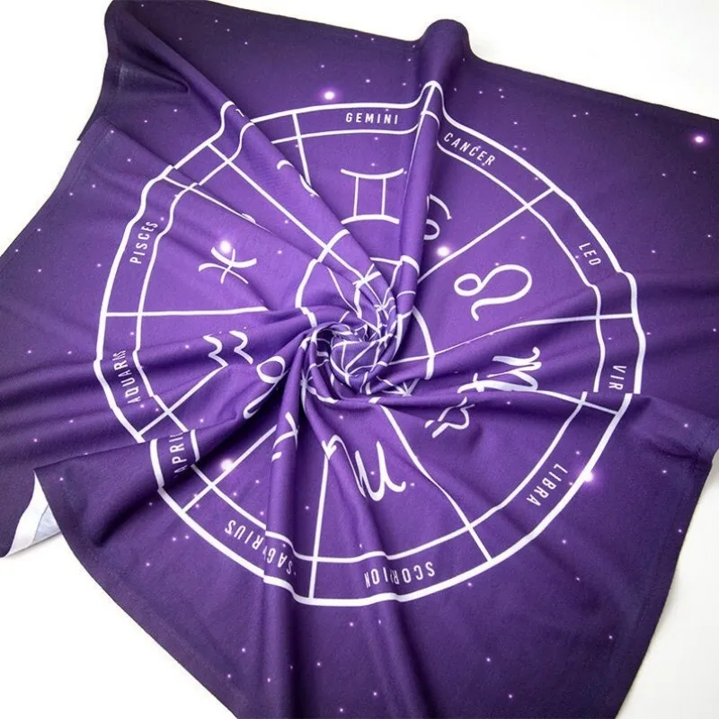Purple Zodiac Wheel Tarot Card Altarpiece, Astrology And Divination Tablecloth, Witchcraft And Ritual Decoration, Dirt-Resistant
