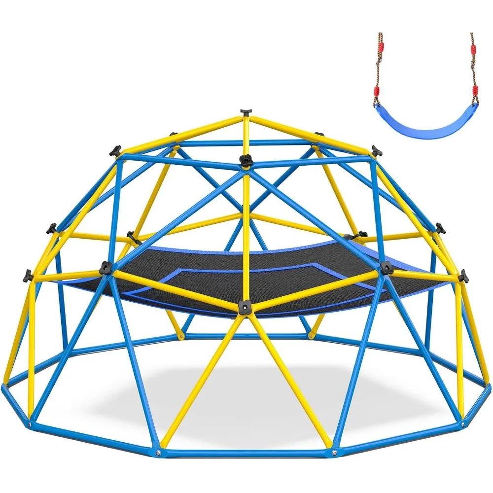 Hapfan Jungle Gym, 10ft Climbing Dome with Hammock and Swing, Outdoor Play Equipment with Monkey Bars , Supports 800LBS Backyard