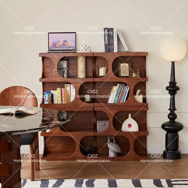 Medieval All Solid Wood Multi Functional Combination Cabinet Bookcase TV Stand Tea Storage Bedside Table Display Shelf