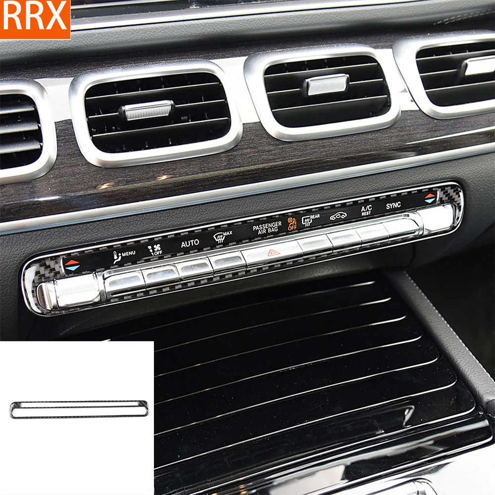 For Mercedes-Benz GLE W167 2019-2024 Real Carbon Fiber Sticker Center Multimedia Button Panel Car Accessories Inside Decorative