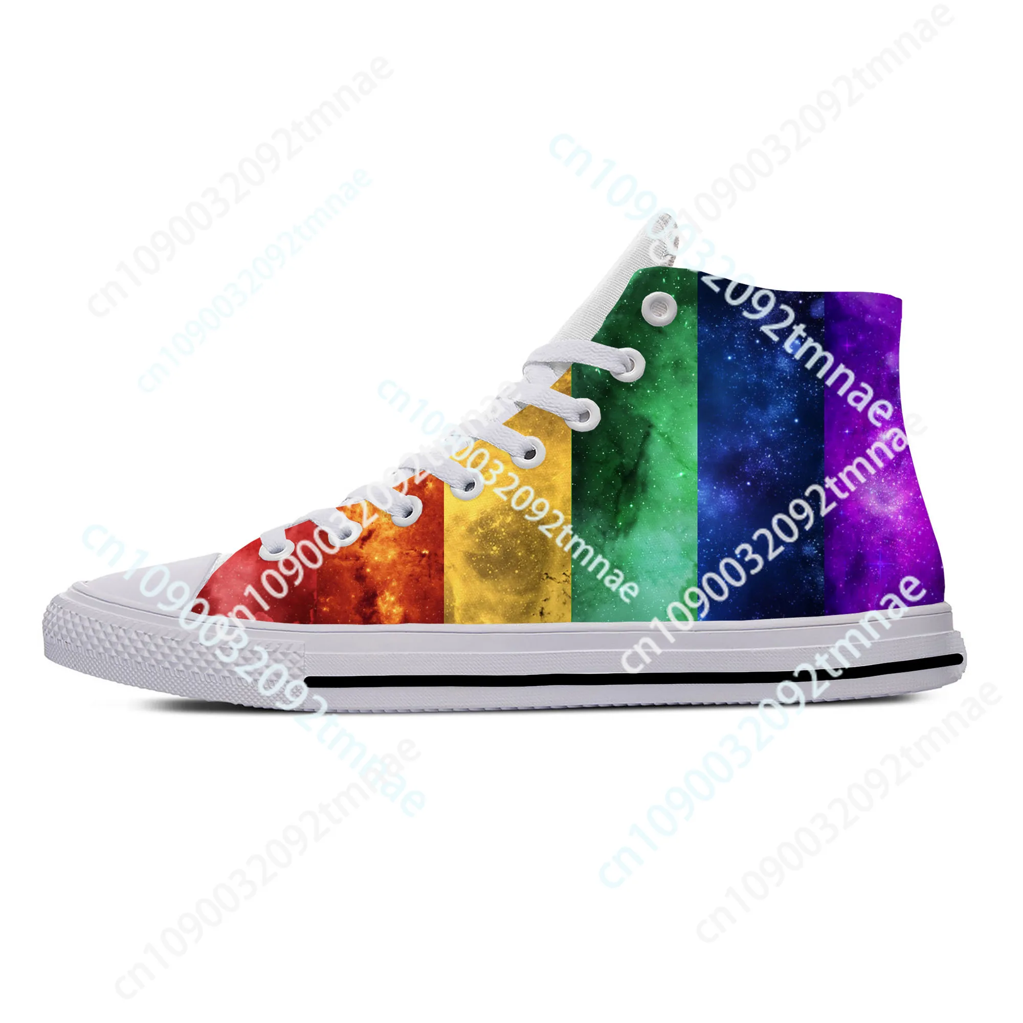 

Rainbow LGBT Gay Lesbian Pride Flag Funny Fashion Casual Cloth Shoes High Top Lightweight Breathable Custom Men Women Sneakers