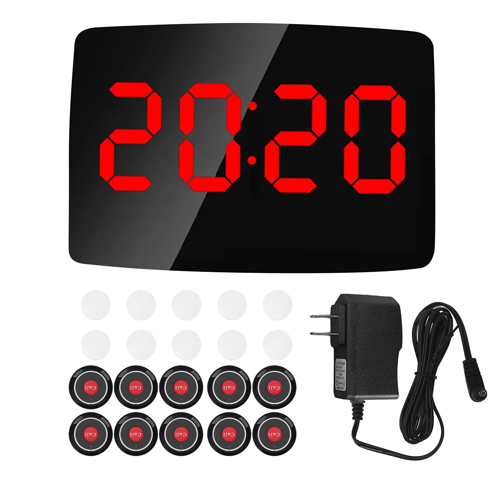 Wireless Calling System Large Display 433.92MHz 30 Levels Volume Customizable 10 Call Buttons Nurse Call System for Restaurant