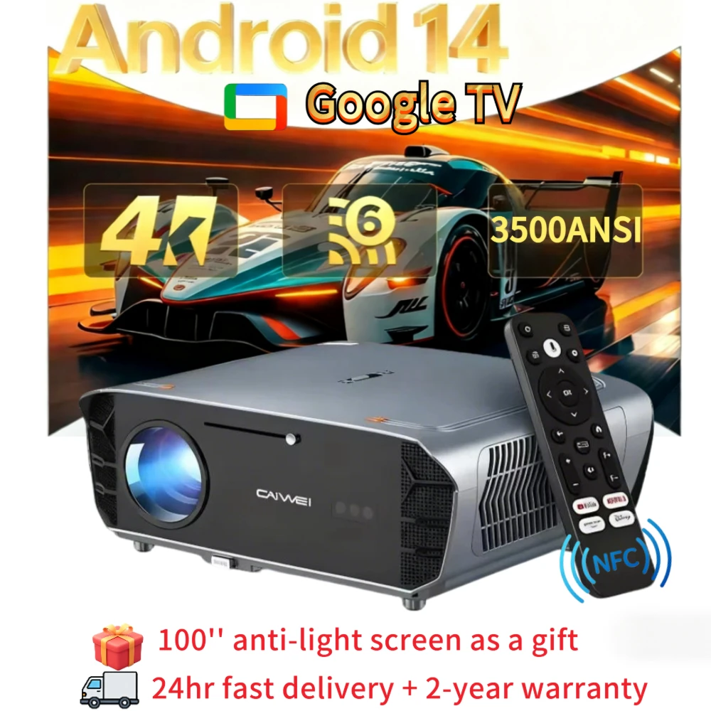 

3500ansi 4k uhd android 14 Projector google tv 1080P 2.4+5G wifi auto focus daytime home cinema NFC TOF HDR video projector hot
