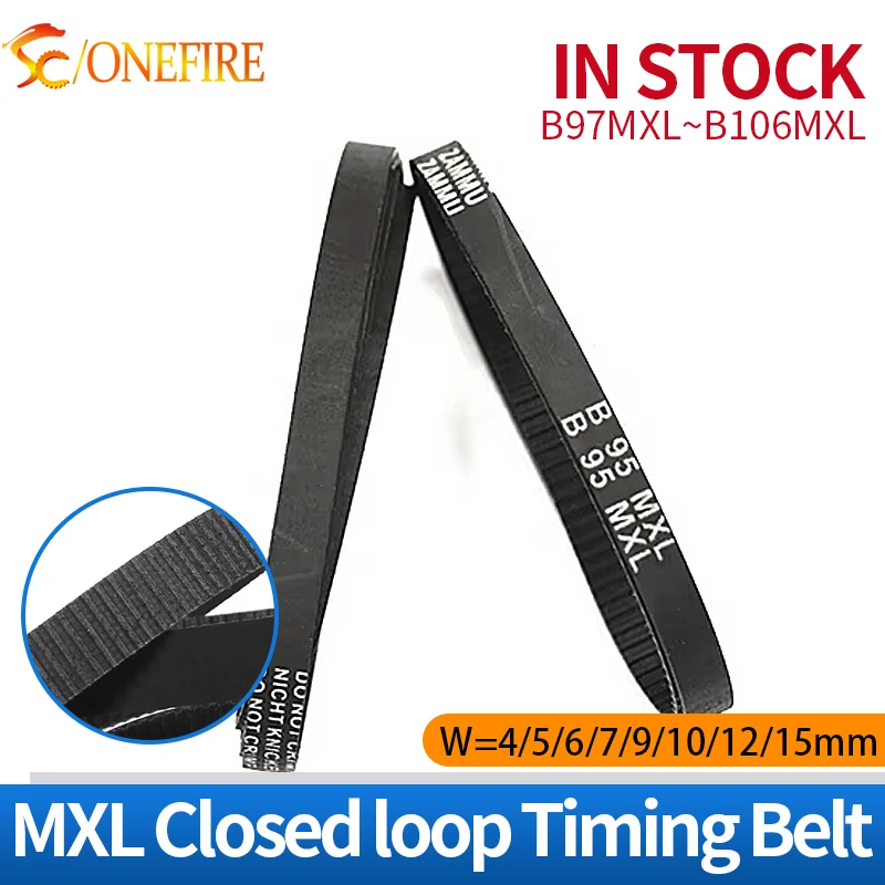 MXL Timing Belt B97MXL-B106MXL MXL Synchronous Belt Width 4/5/6/7/9/10/12/15mm Closed Loop Drive Belt MXL Rubber Timing Belt