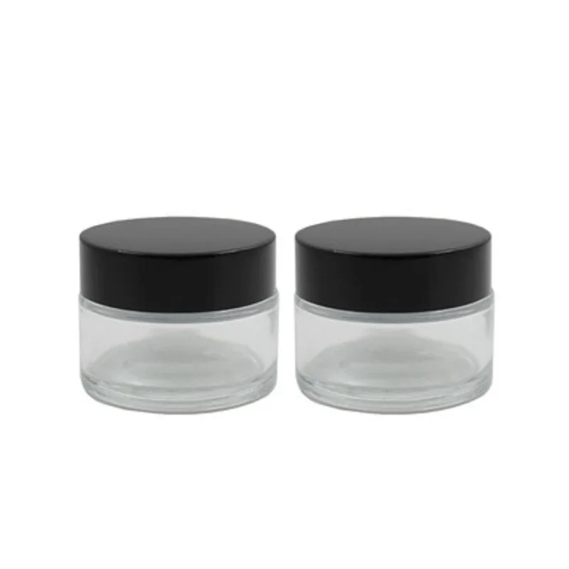 

15Pcs Transparent Glass Jar 5G 10G 15G 20G 30G 50G Empty Containers Shiny Black Lid Refillable Bottle Cosmetic Eye Cream Pots