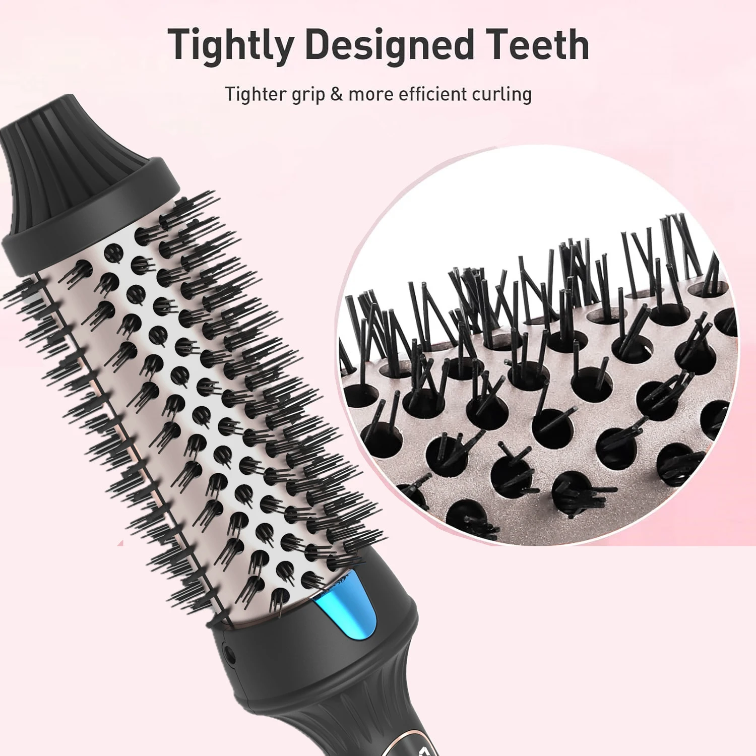 Thermal Brush 1.5 Inch Heated Curling Brush Ceramic Curling Iron Volumizing Brush Heating Round Brush Travel Hair Curler Comb