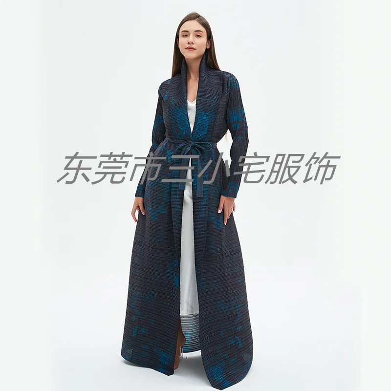 KAF 2024 Autumn New Large Size Women Trench Coat Fashion Retro Printing Cardigan Design Luxury Arabian Abaya Long Jacket