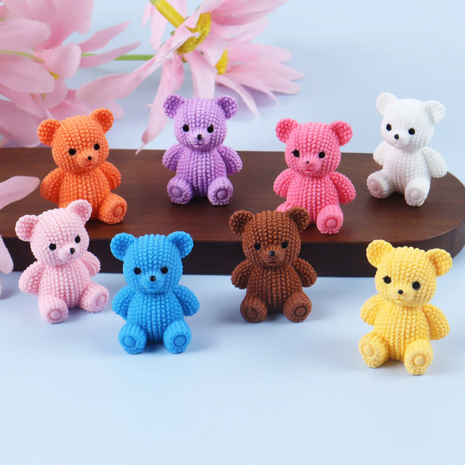 3 Stück einfarbige Cartoon-Bären-Anhänger – 3D-DIY-Teddybär-Zubehör, Mini-Figurenbären zum Basteln, Geschenke und Dekorationen