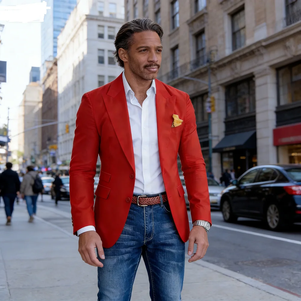 

Men's Beige_Azure Celeste Linen Ternos Slim Fit Summer Beach Wedding Smoking Jacket Casual Lapel Blazer for All Seasons