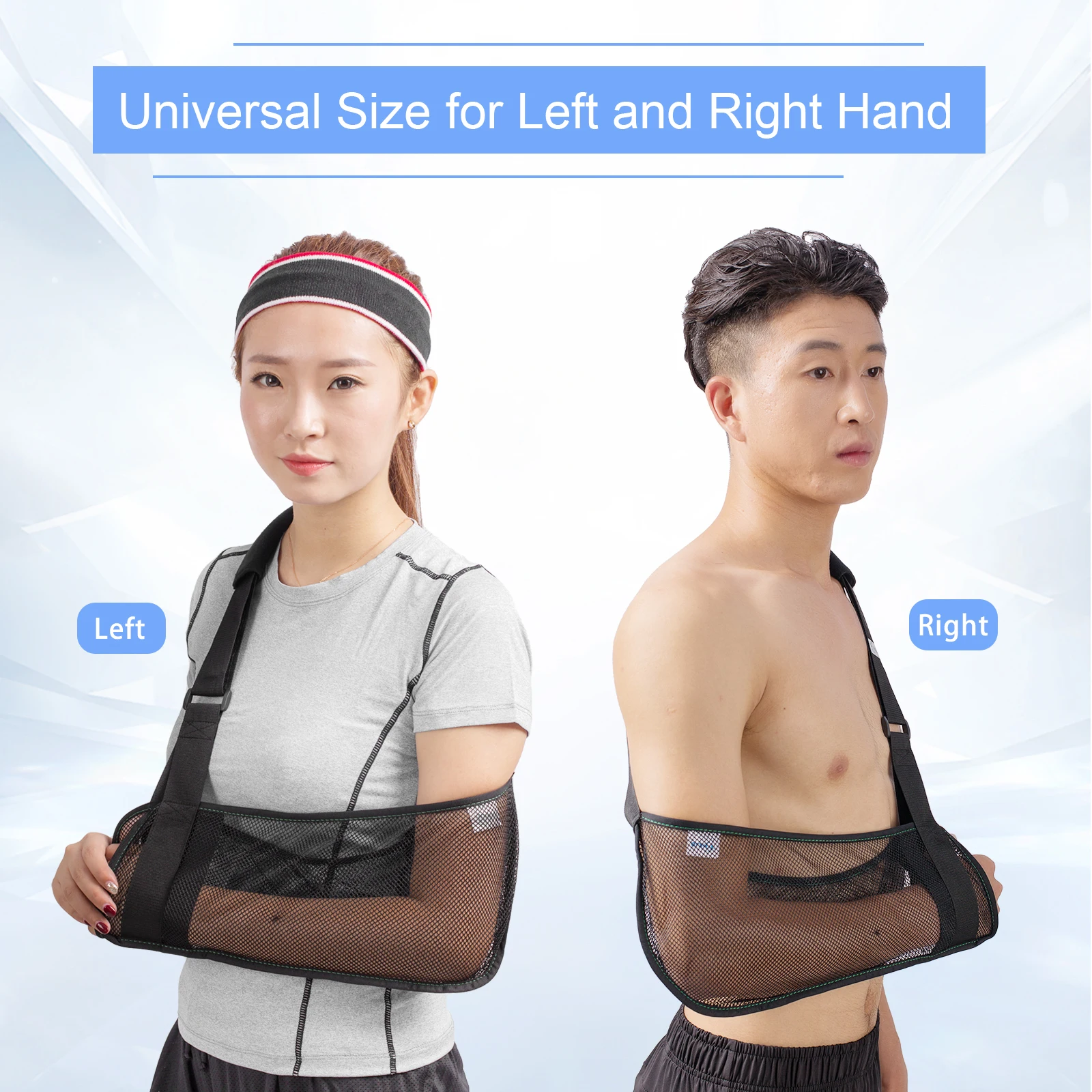 Cool Mesh Arm Sling for Shower, Medical Arm Brace Thumb Support Shoulder Immobilizer for Torn Rotator Cuff Injury for Left&Right