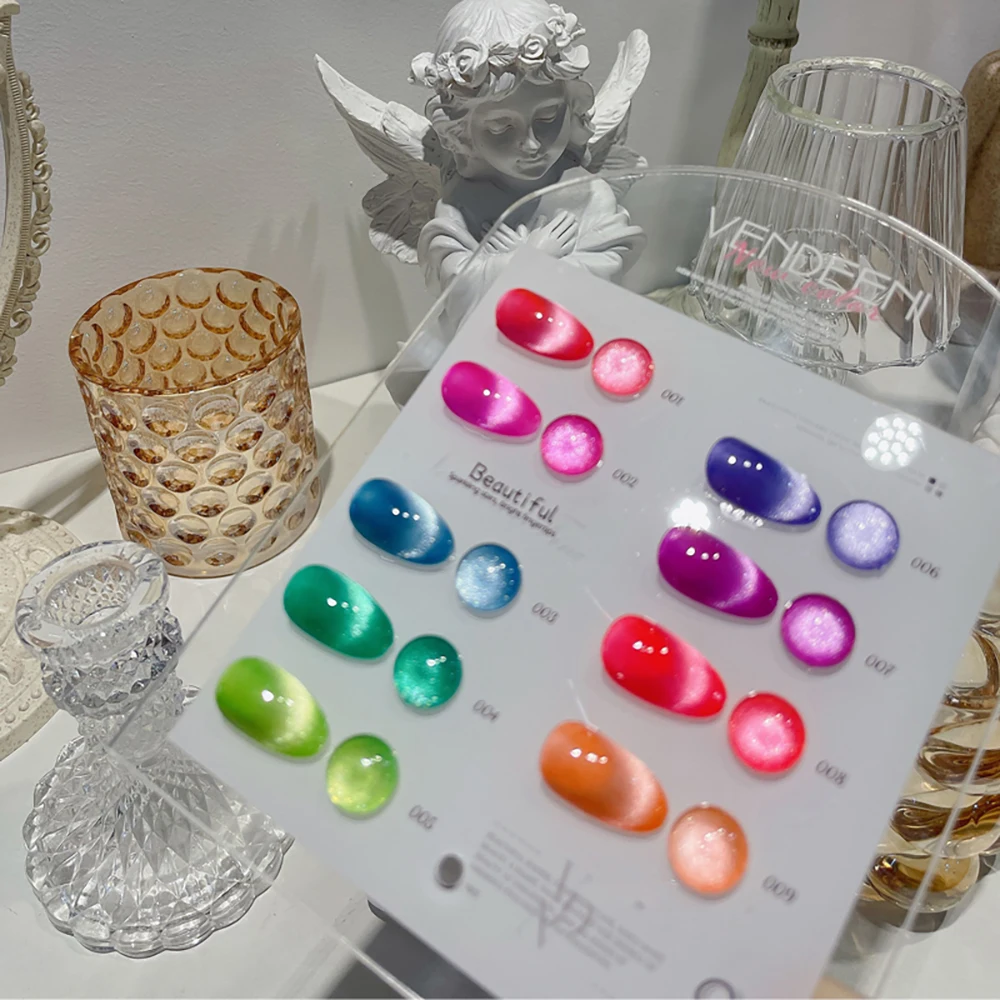 Vendeeni 9-Farben Fluoreszierender Katzenaugen-Gel-Nagellack Magnetischer UV-LED-Soak-Off-Gel-Lack Spar Nail Art Katzenaugen-Gel-Lack 15ml – Detail 5