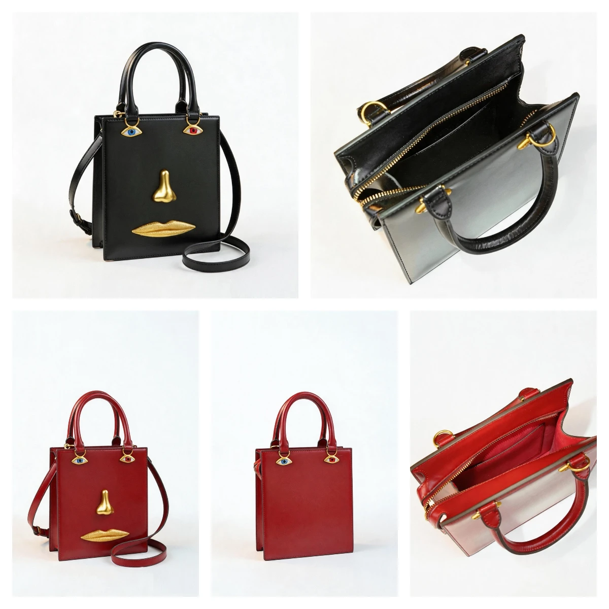 Fashion Gold Metal Face Pattern Women Handbags Designer Vintage Lady Evening Party Bag Luxury Pu Leather Shoulder Crossbody Bags