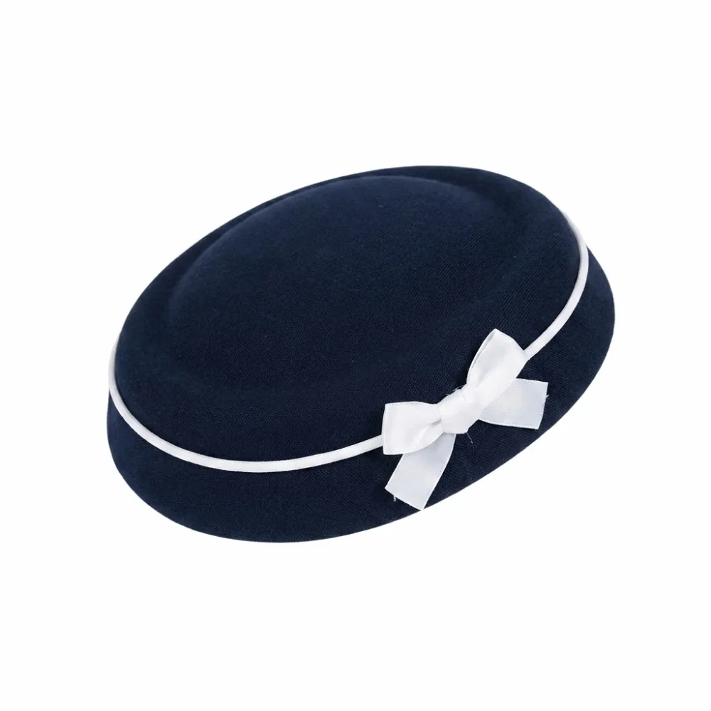 Fashion Hepburn Fedoras Hat Dome Velvet Bow Beret Lolita Formal Hat Hairclip Beret Girl