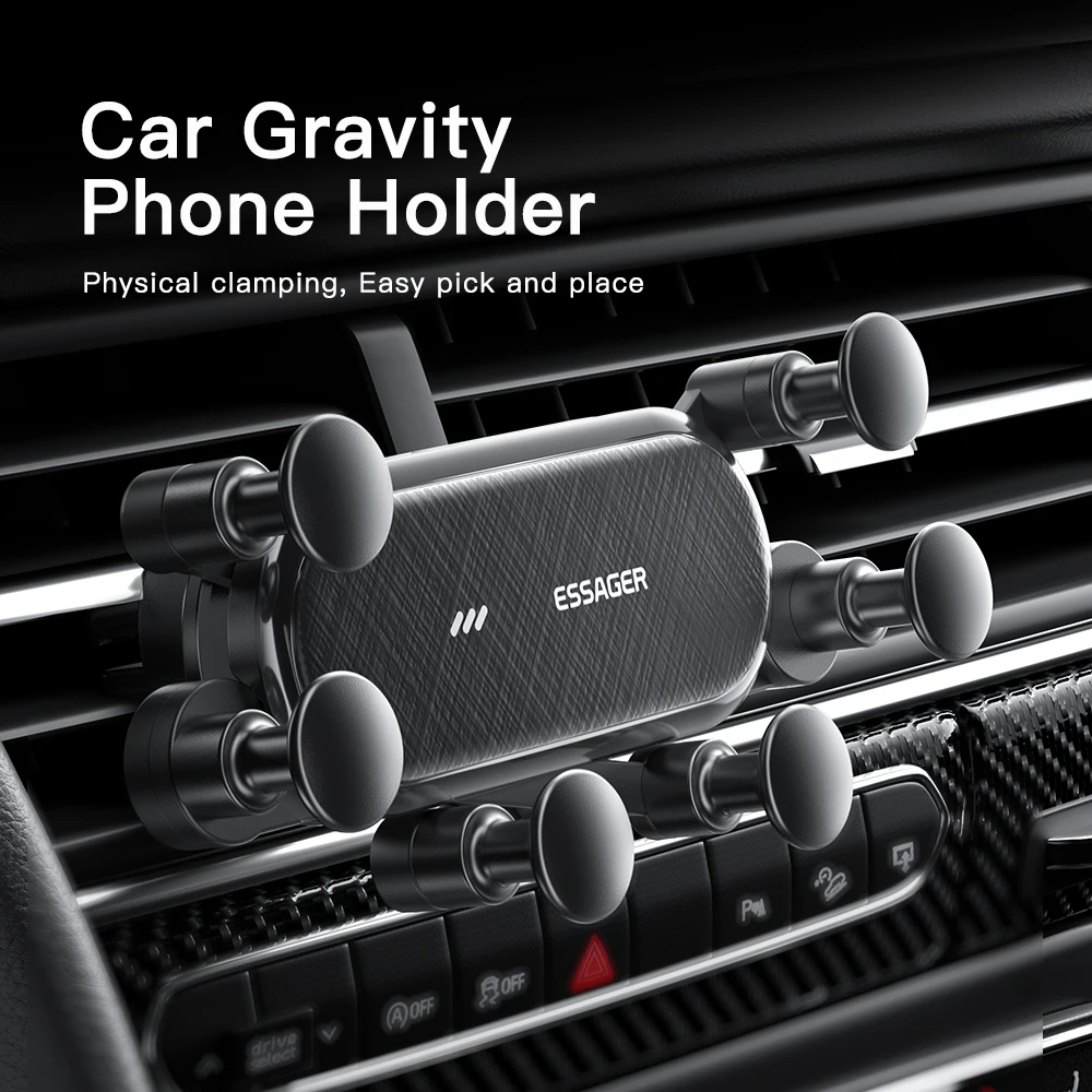 Essager Gravity Car Phone Holder Air Vent Clip Mount Stand GPS SmartPhone Support For iPhone 13 12 Pro Max Xiaomi Huawei Samsung