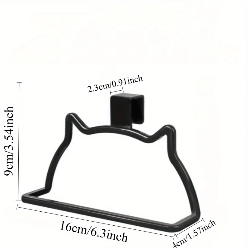 Adorable Cat-Shaped Towel Holder - No-Drill, Single Rod Design for Bathroom & Kitchen - Durable Plastic Storage Rack