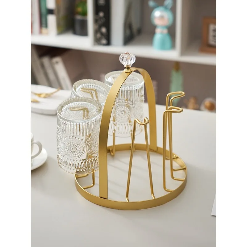 1 Countertop Cup Organizer With Drain Tray For Living Room Wine Glass Stemware Rack Inverted Hanging Holder Space Savin