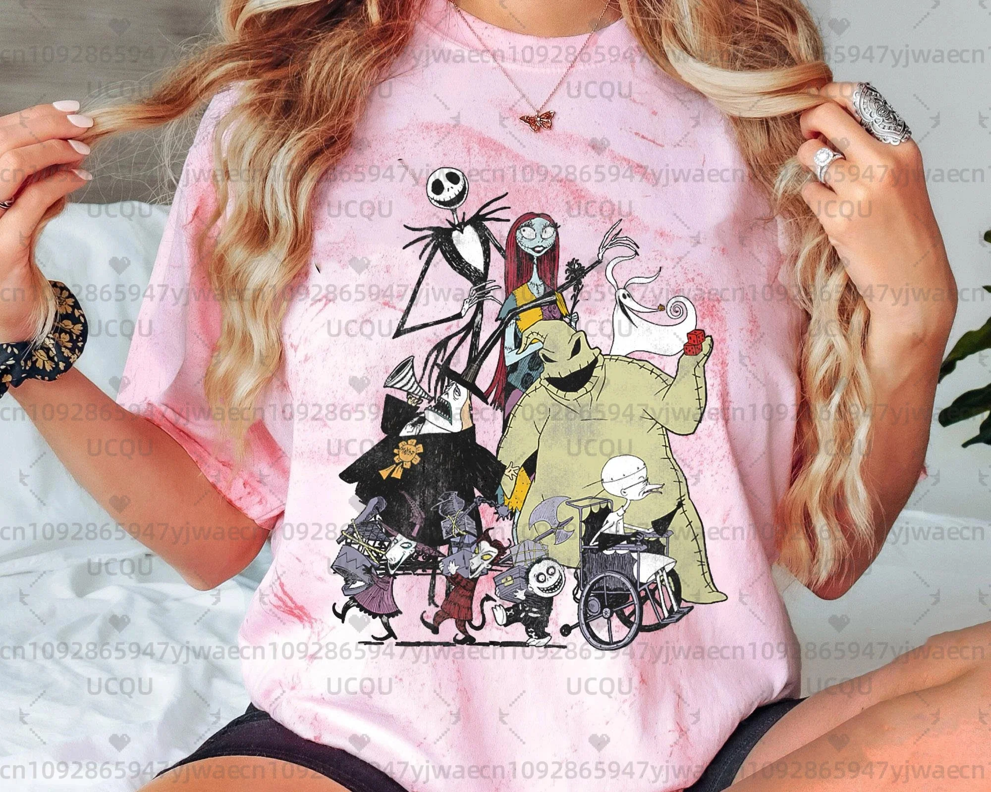 

Женская и мужская футболка с коротким рукавом The Nightmare Before Christmas Group, футболка для вечеринки на Хэллоуин, футболка Jack Skellington Sally Zero