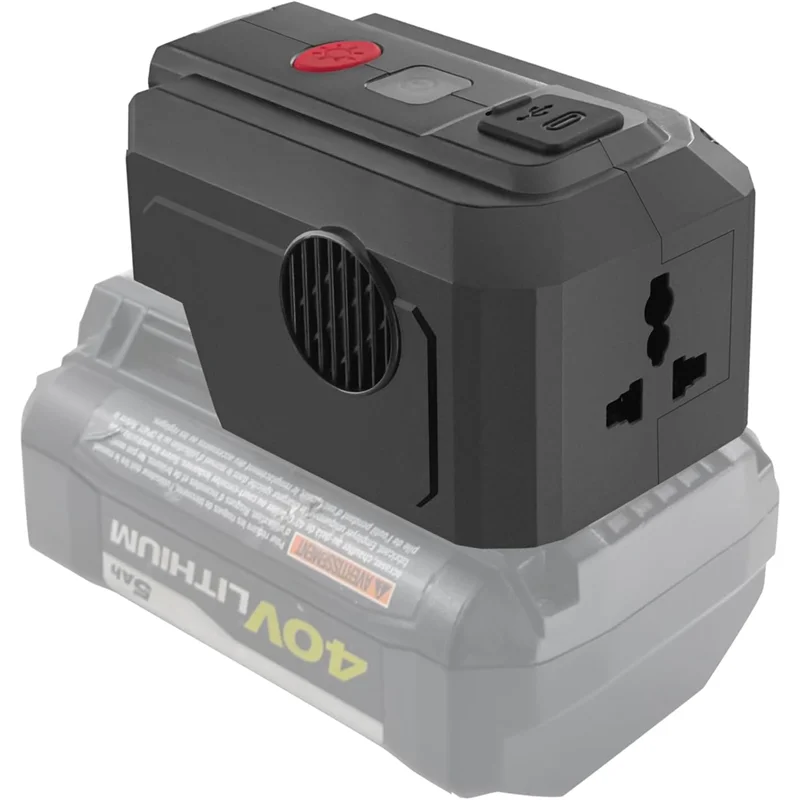 

Power Inverter For Ryobi 40V Battery 200W DC 18V To AC 110V With USB Port&Type-C PD3.0 Output Port& LED Lighting US Plug