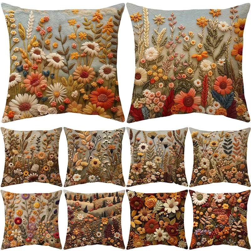 

Throw Pillow Covers 18x18 Inch Floral Pillow Covers 3D Digital Printed Blossom Cushion Cases Romantic Bedroom Decor