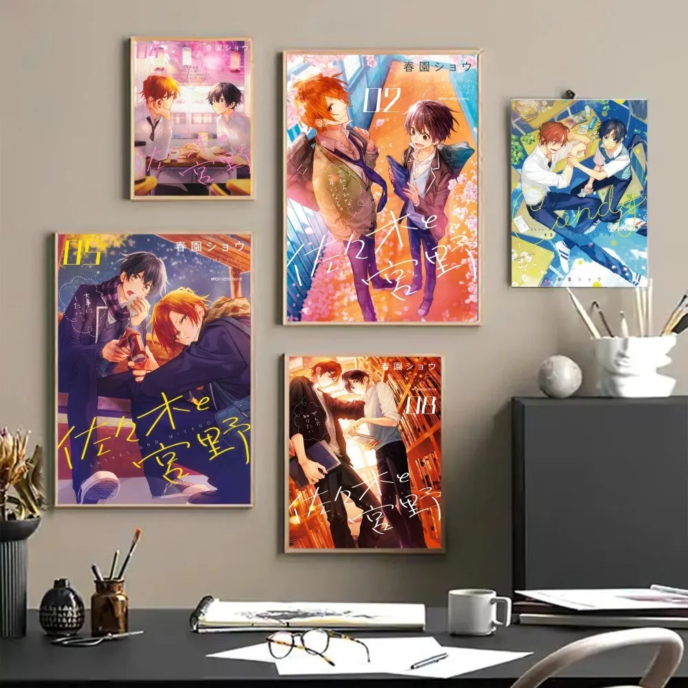 Sasaki and Miyano Anime Whitepaper Poster Waterproof Paper Sticker Coffee House Bar Aesthetic Art Wall Painting