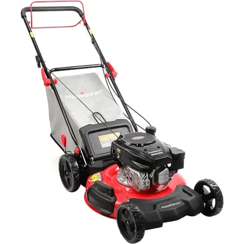 

PowerSmart Self Propelled Gas Lawn Mower, 21 in. 170cc OHV Engine with High Wheel RWD 3-in-1, Oil Included