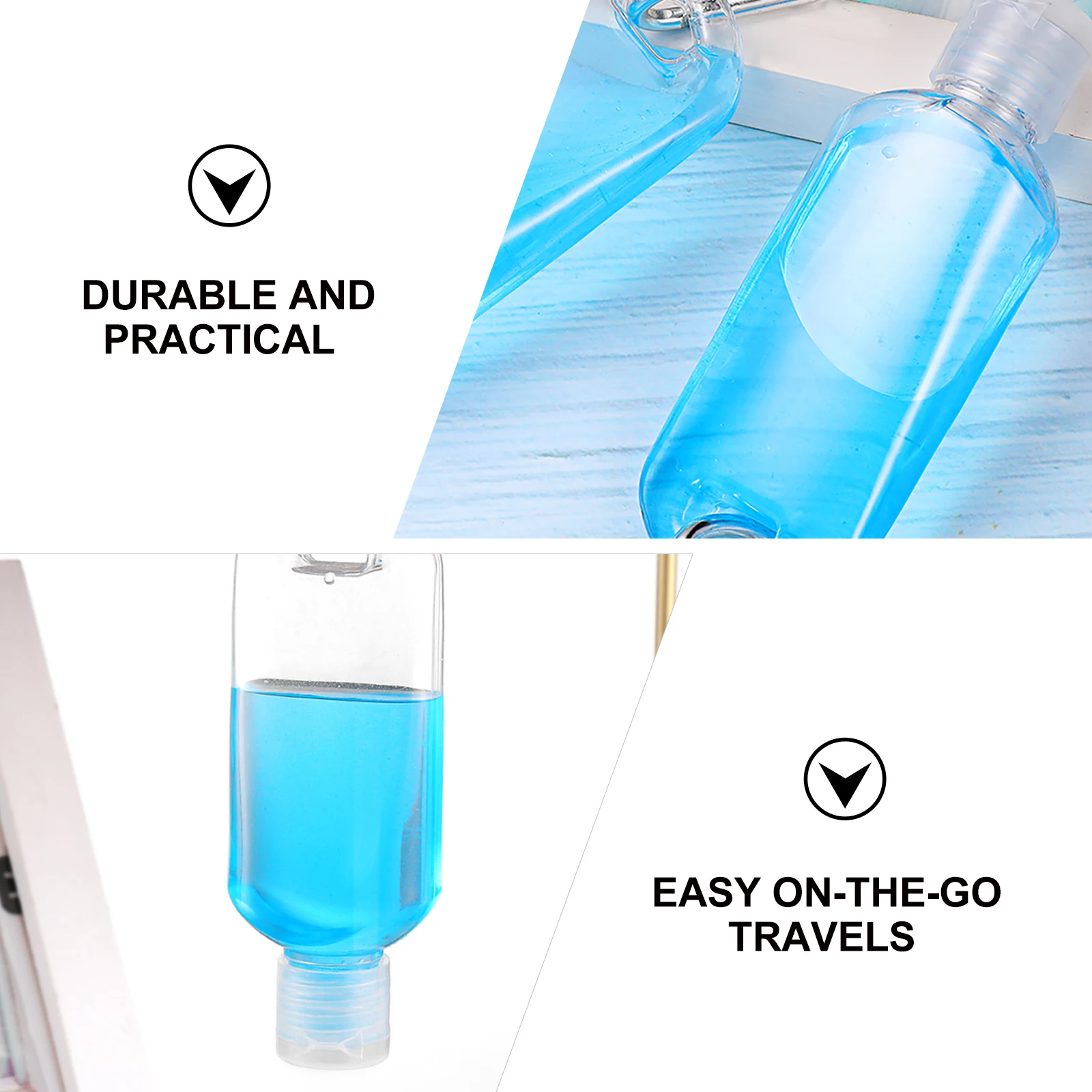 

10Pcs 50Ml Refillable Bottles With Hook Transparent Travel Containers For Shampoo Lotion